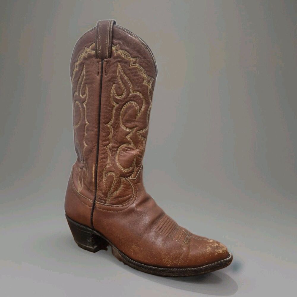 Tony Lama Vingate Brown Leather Cowboy Boots Mens Size 7.5D Style 6255 USA